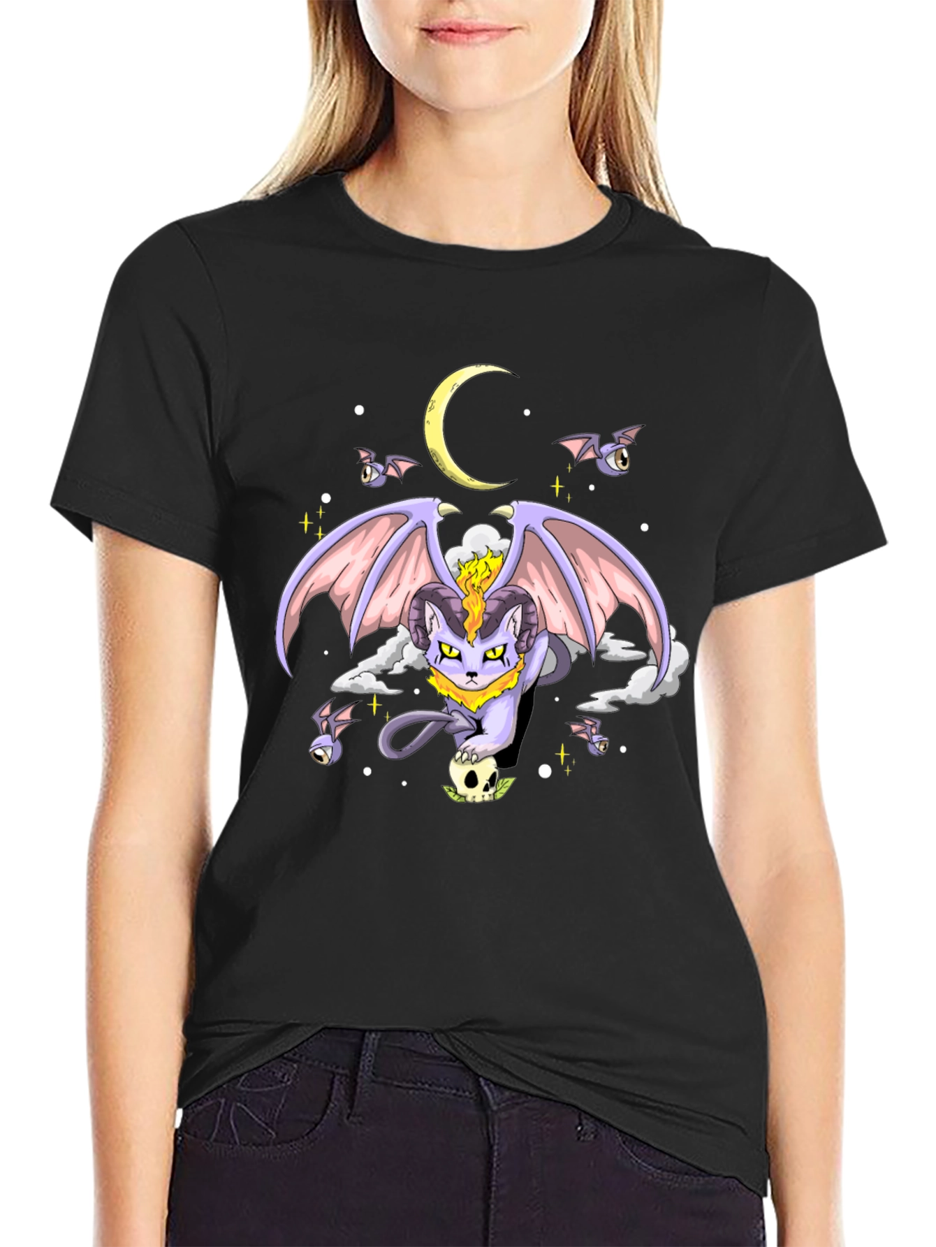 Gothic Cat Moon T-Shirt