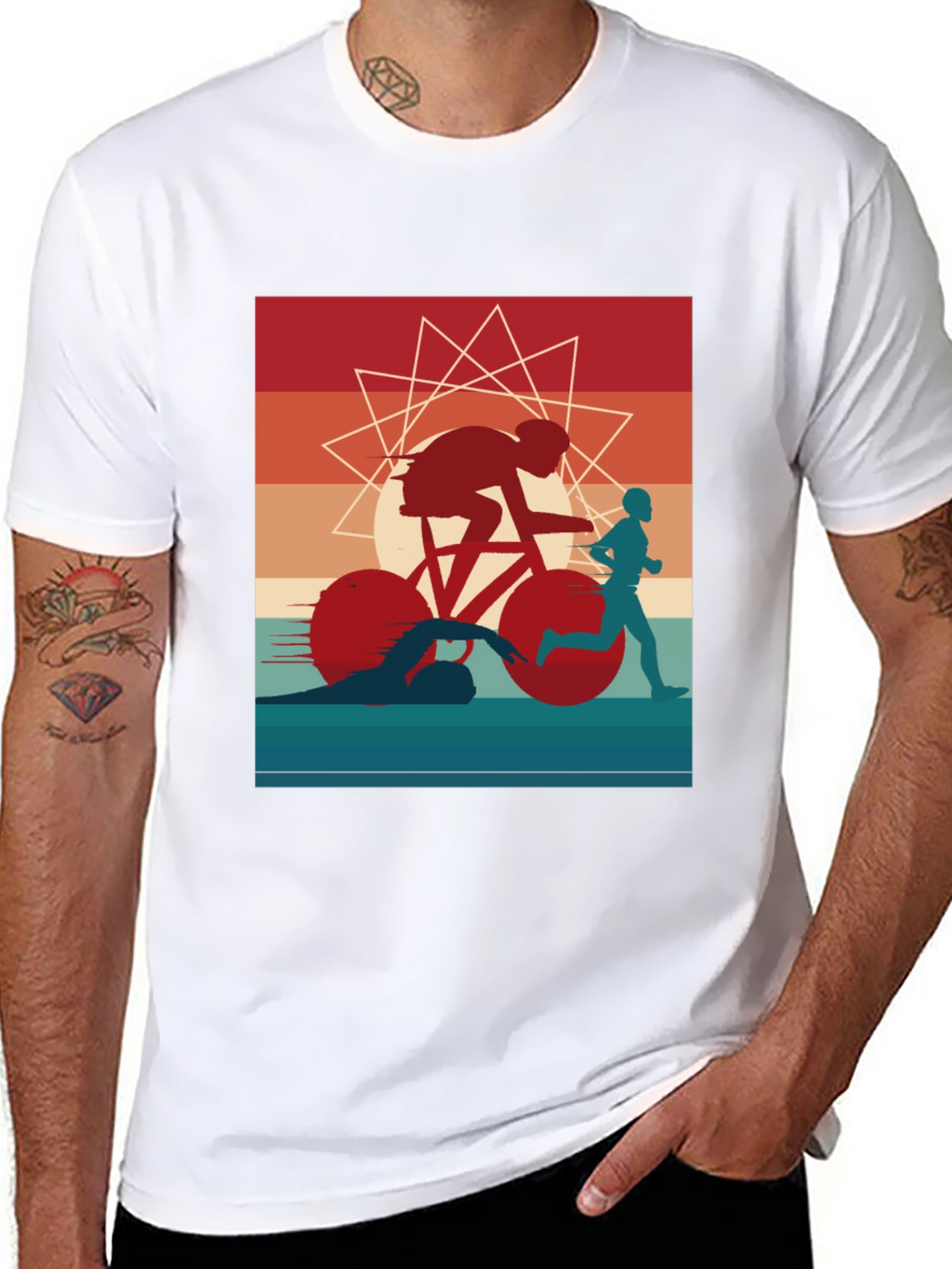 Triathlon Graphic Tee - Sporty Athlete Design