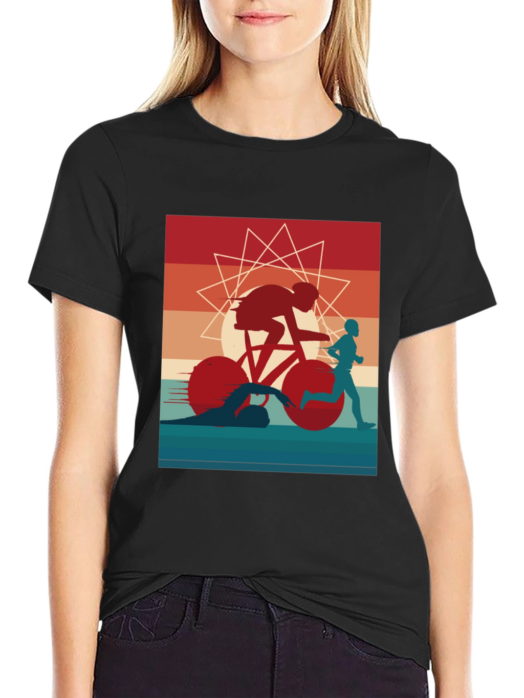 Triathlon Graphic Tee - Sporty Athlete Design
