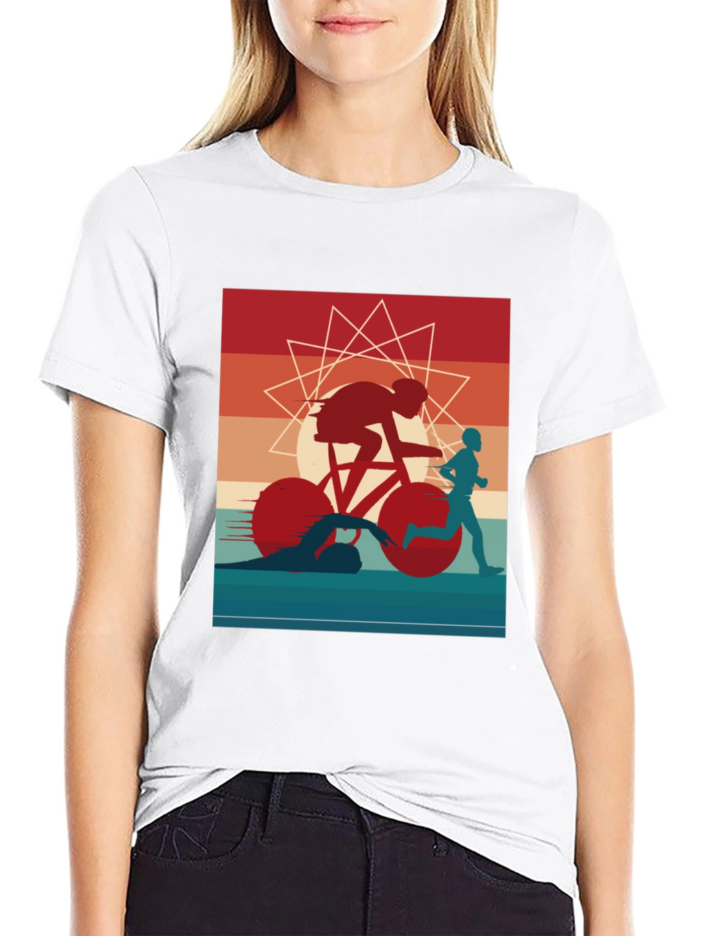 Triathlon Graphic Tee - Sporty Athlete Design