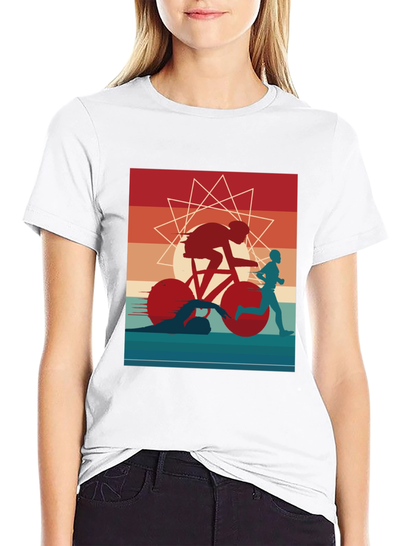 Triathlon Graphic Tee - Sporty Athlete Design