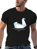 Origami Swan Graphic Tee - Black Cotton T-Shirt