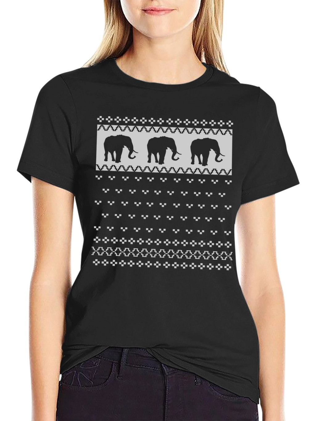 Elephant Christmas Sweater Pattern T-Shirt