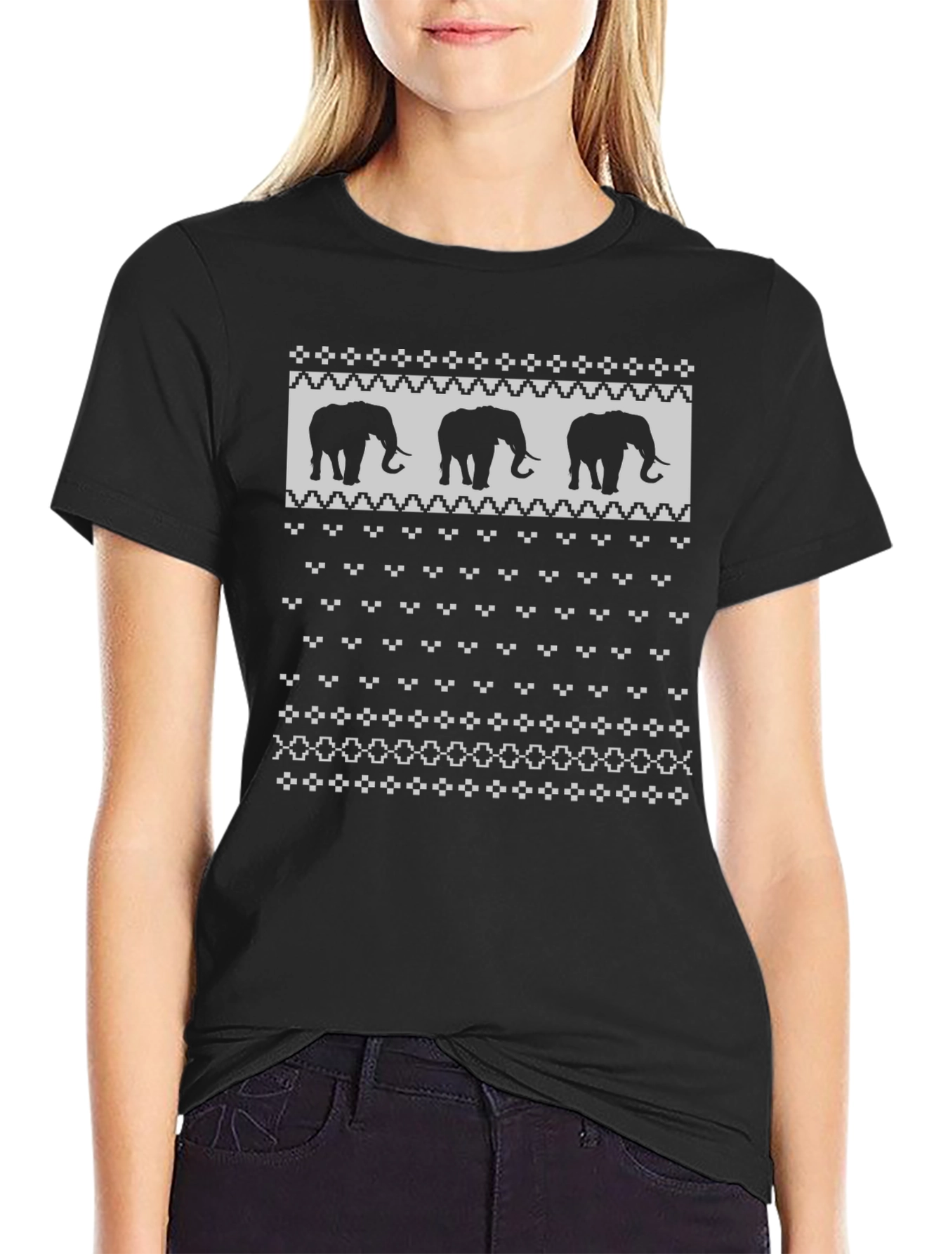 Elephant Christmas Sweater Pattern T-Shirt