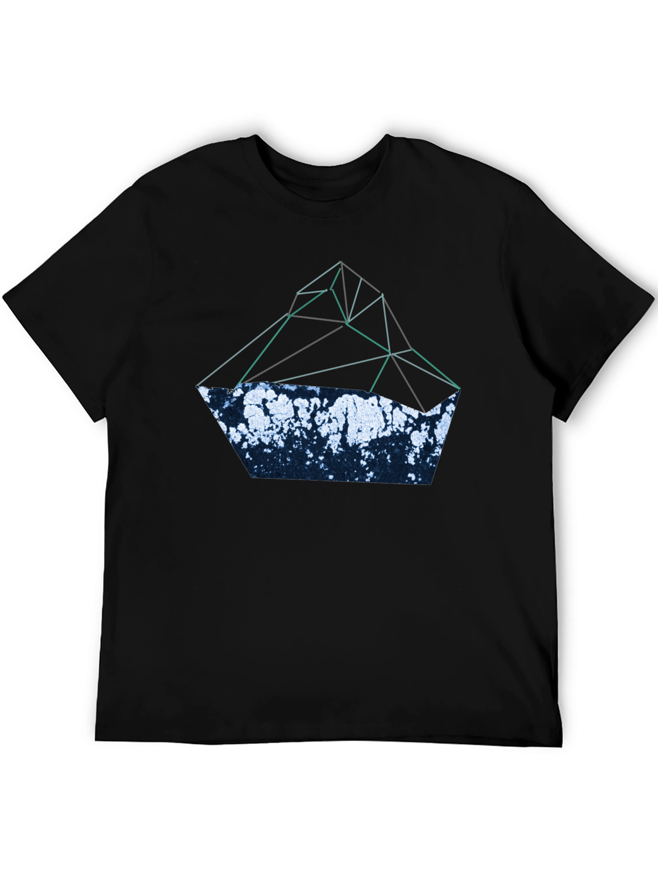 Abstract Geometric Mountain T-Shirt - Black