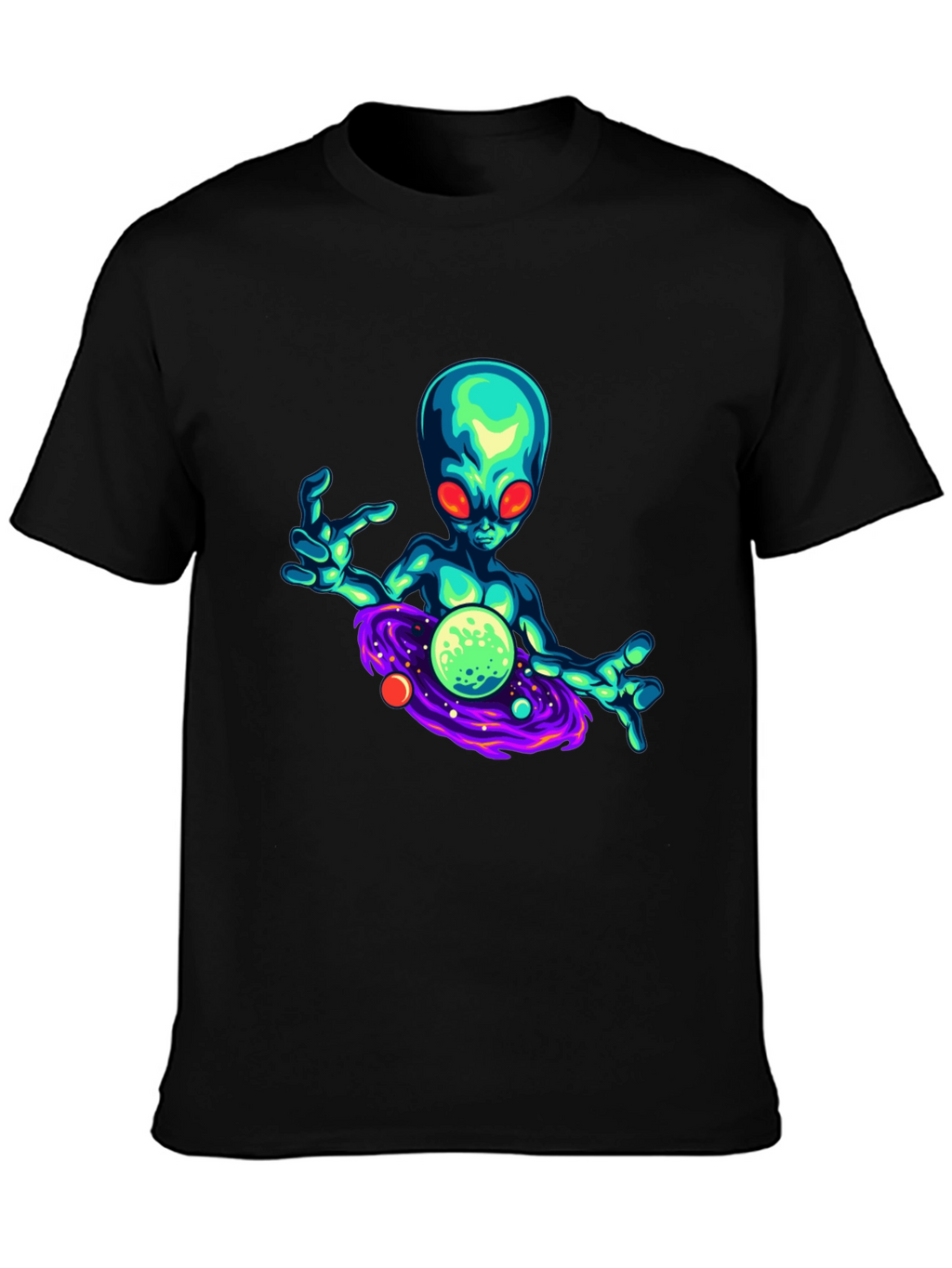 Alien Galaxy Graphic T-Shirt - Black