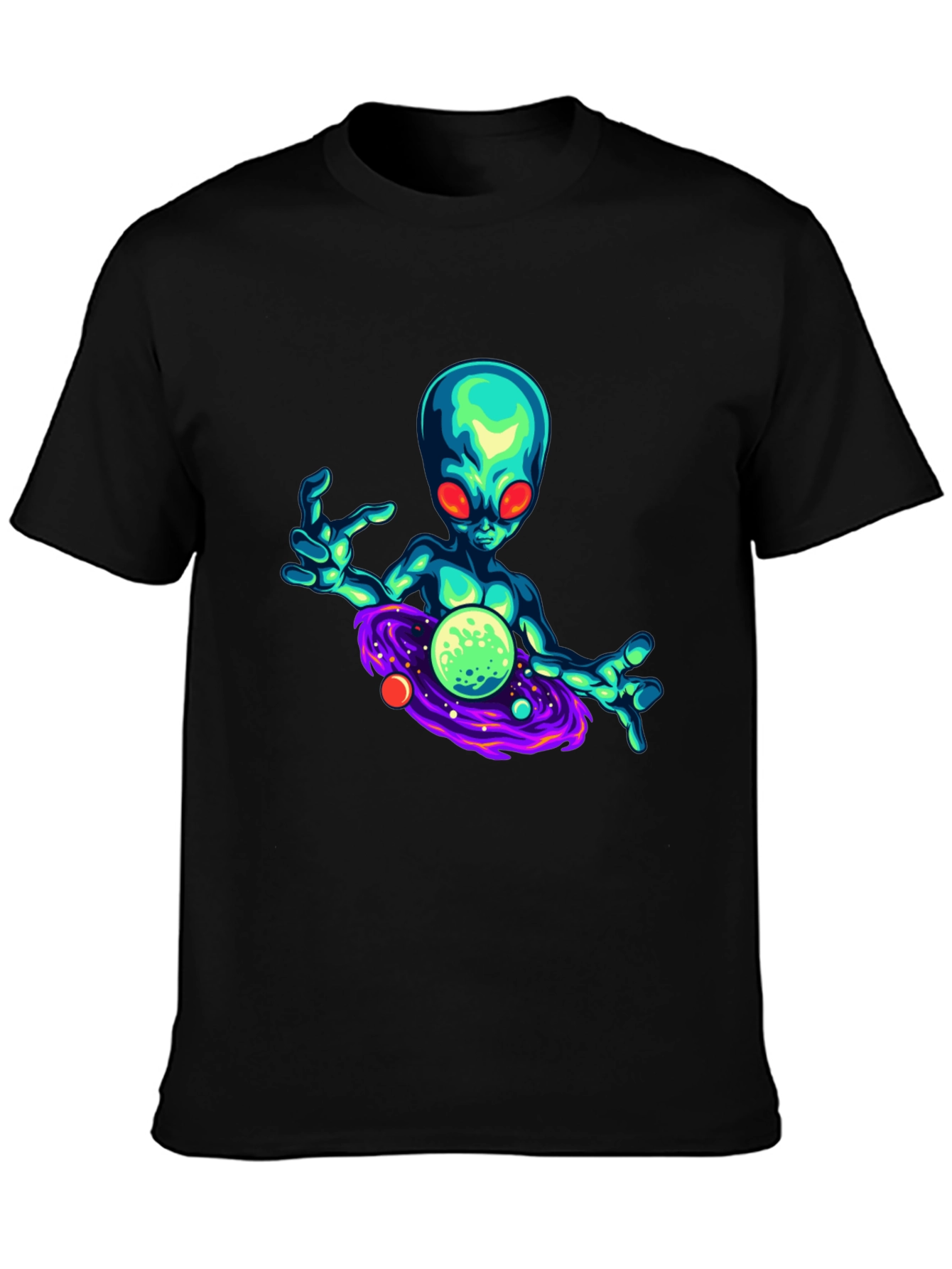 Alien Galaxy Graphic T-Shirt - Black