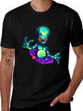 Alien Galaxy Graphic T-Shirt - Black