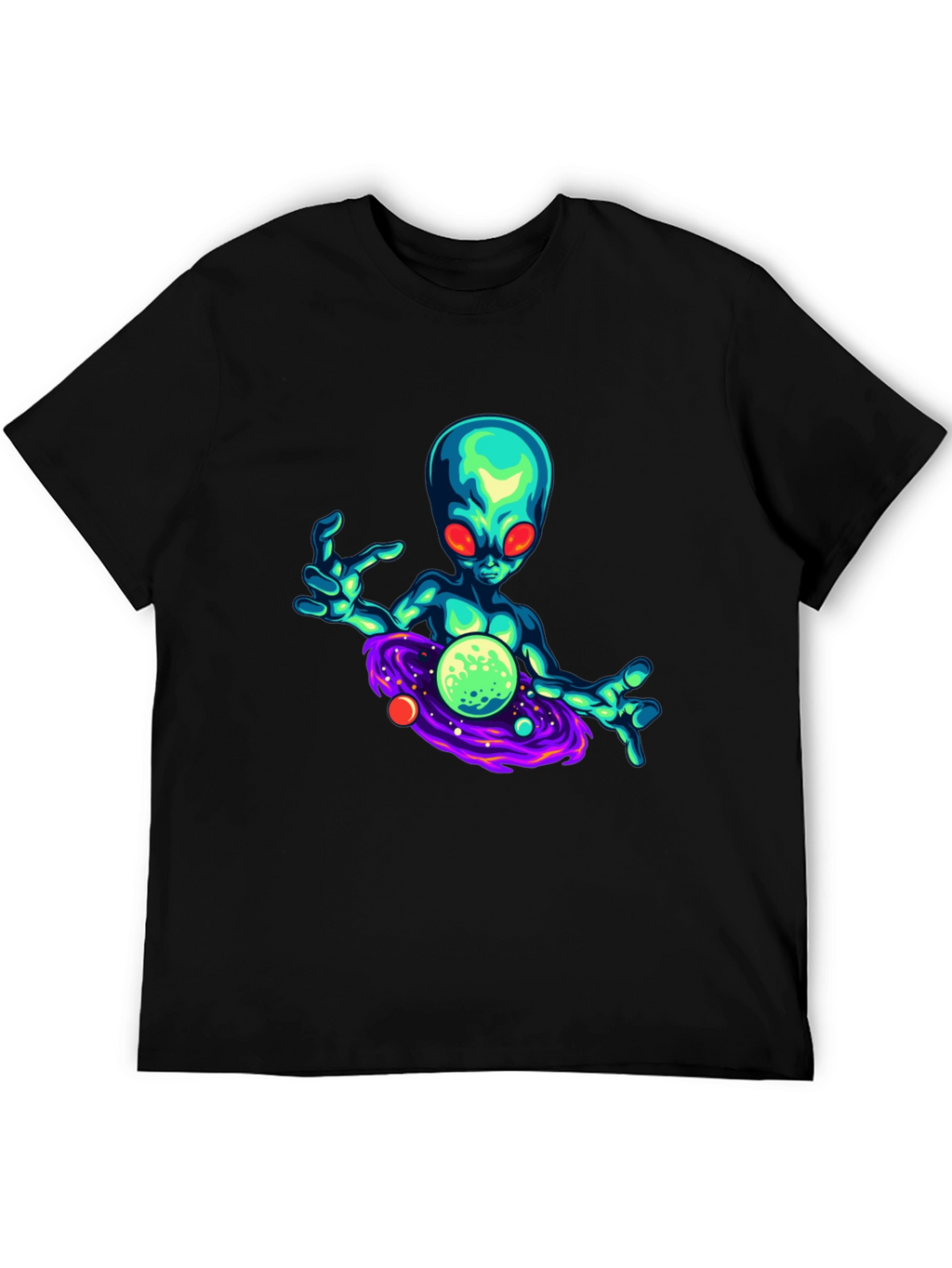 Alien Galaxy Graphic T-Shirt - Black