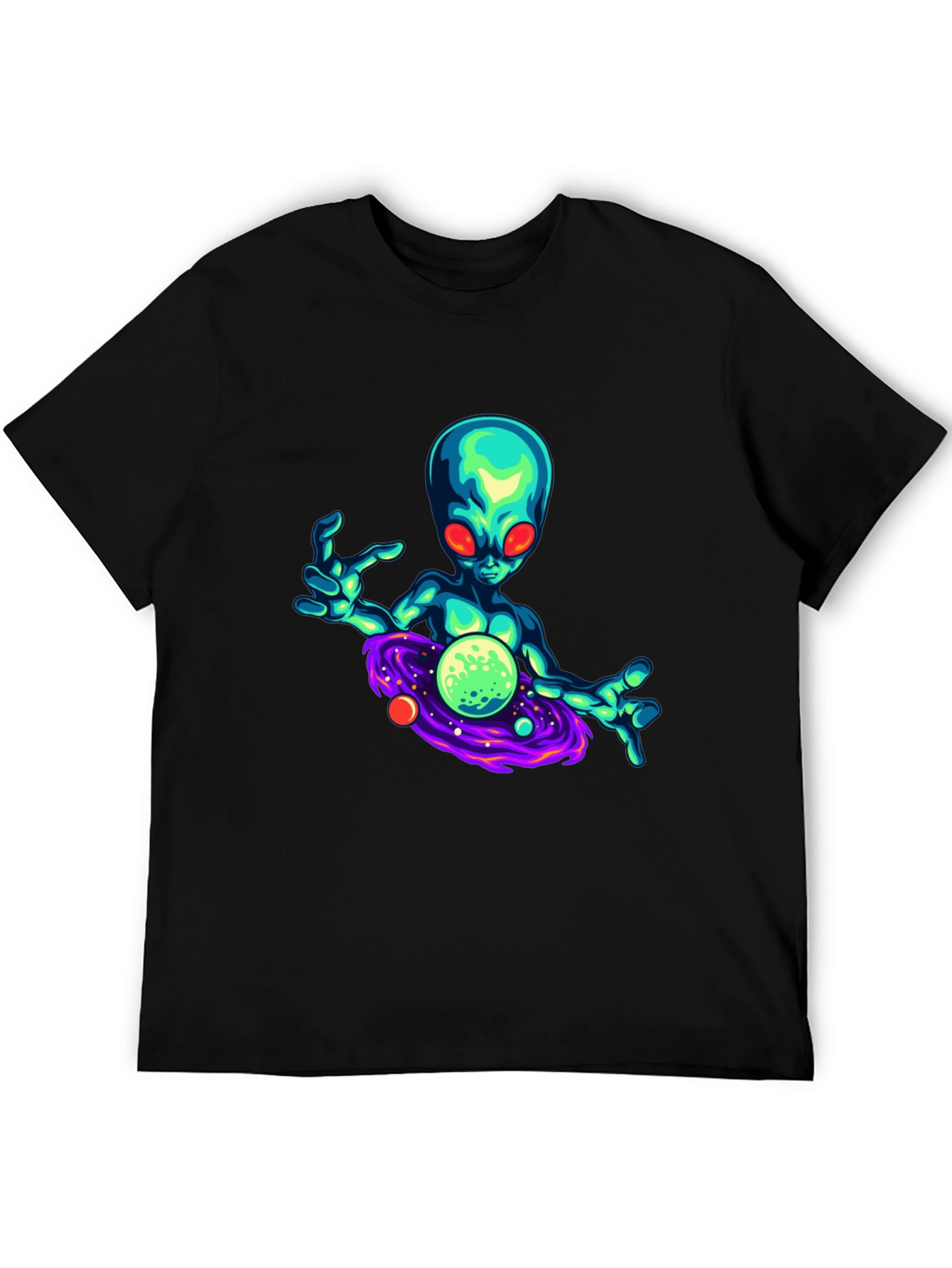 Alien Galaxy Graphic T-Shirt - Black
