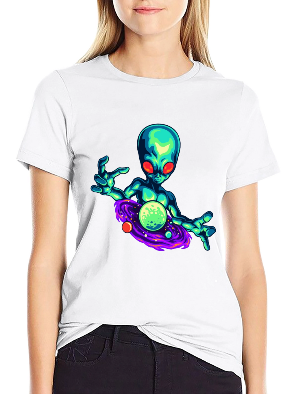 Alien Galaxy Graphic T-Shirt - Black