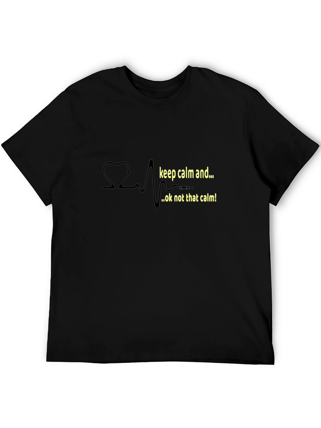 Keep Calm Heartbeat Novelty Black T-Shirt