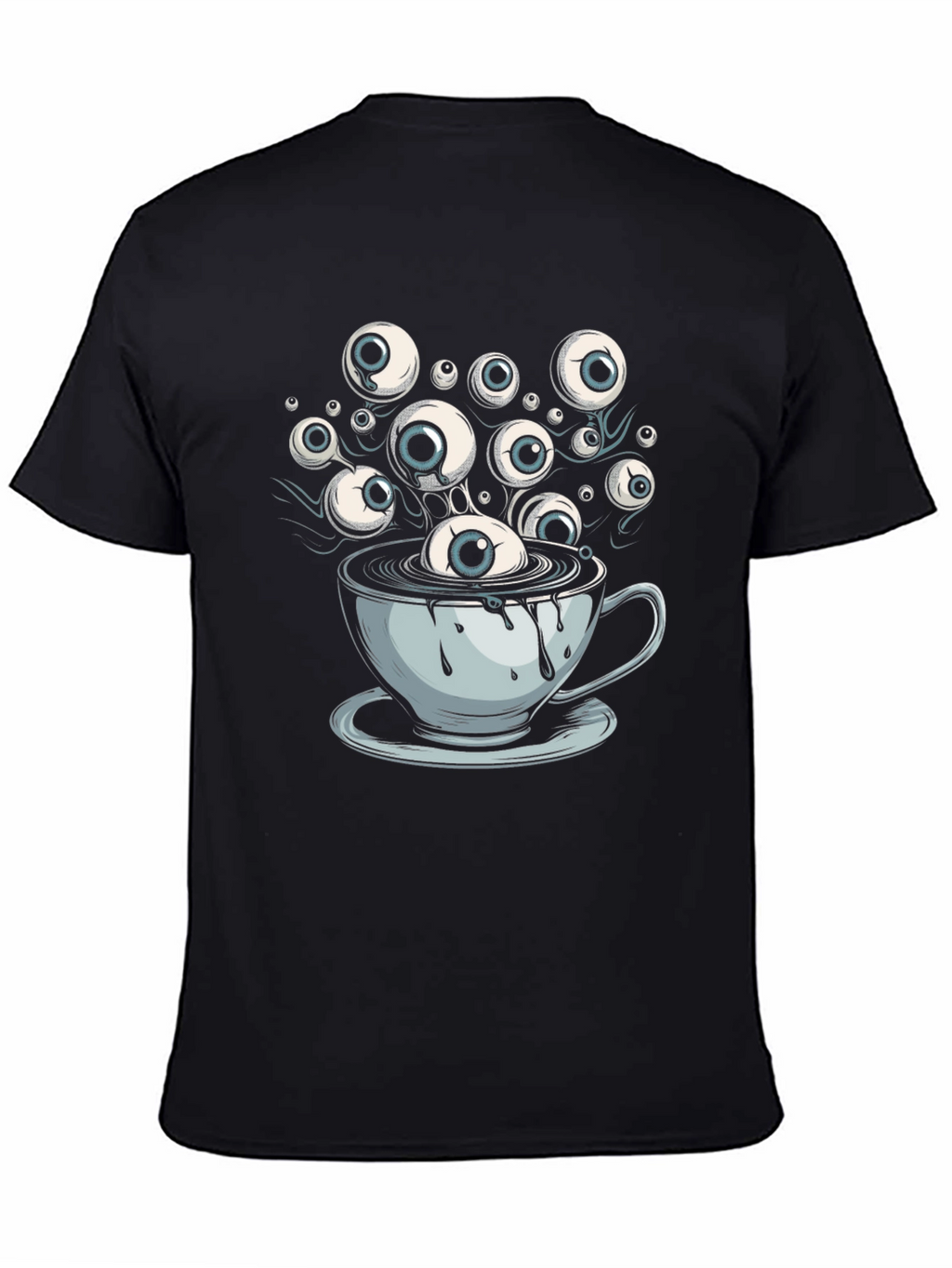 Eyeball Coffee Cup Graphic Tee - Unique Design