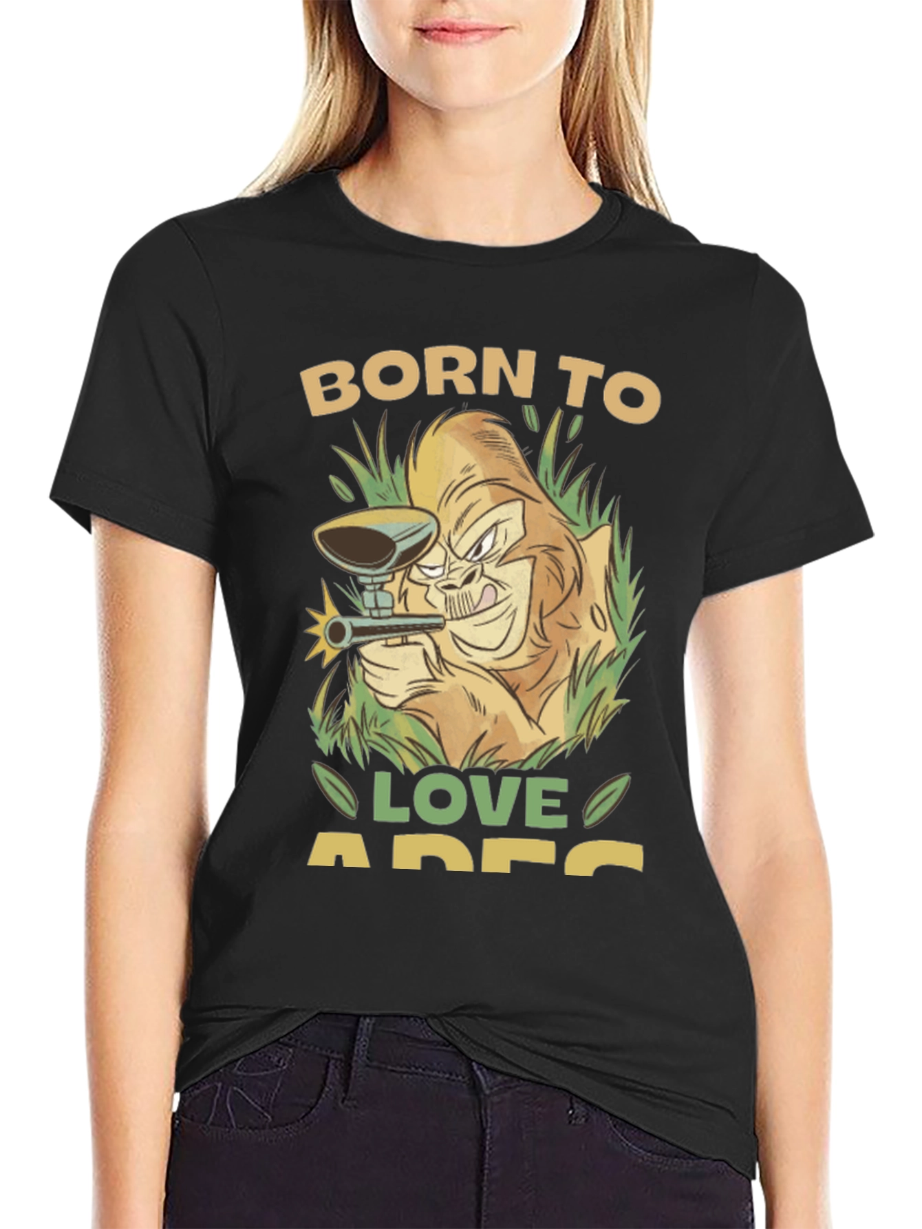 Born to Love Apes T-Shirt - Gorilla Paintball Design