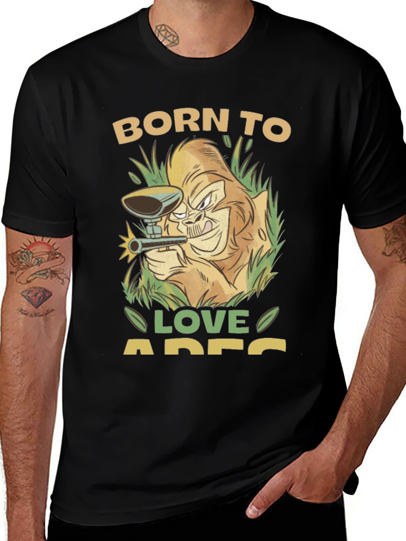 Born to Love Apes T-Shirt - Gorilla Paintball Design