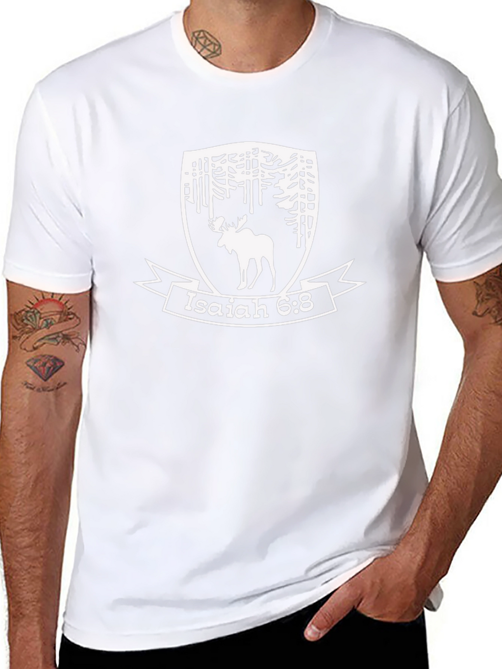 Isaiah 6:8 Moose T-Shirt - Forest Design
