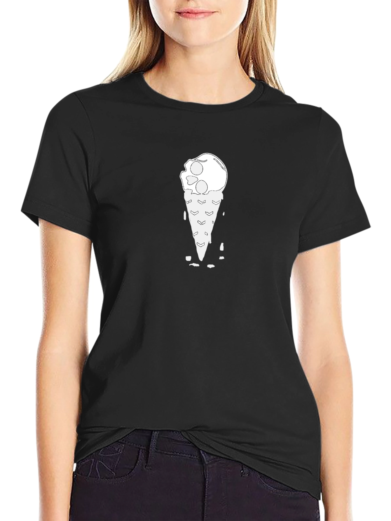 Skull Ice Cream Cone Black T-Shirt