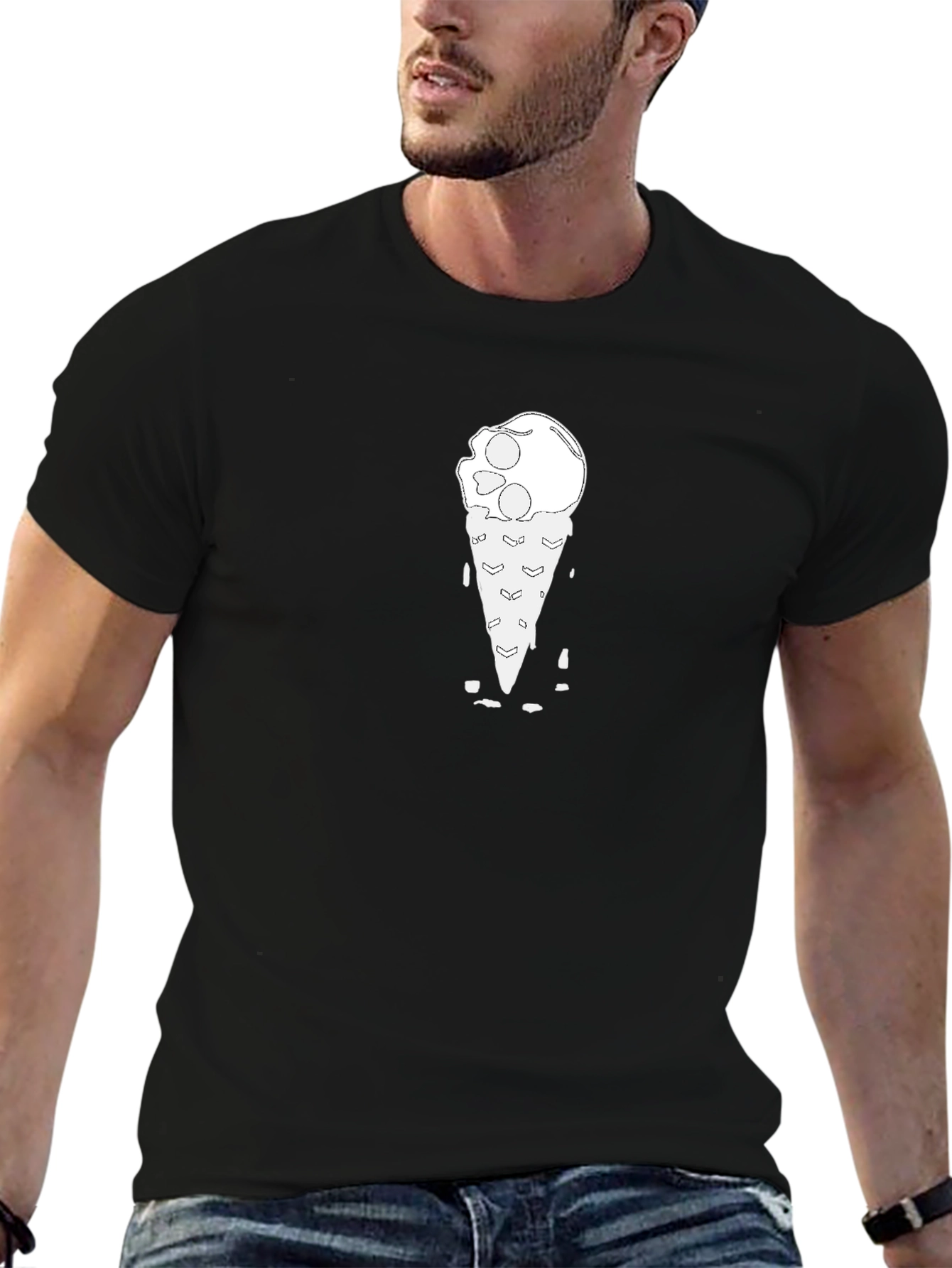 Skull Ice Cream Cone Black T-Shirt