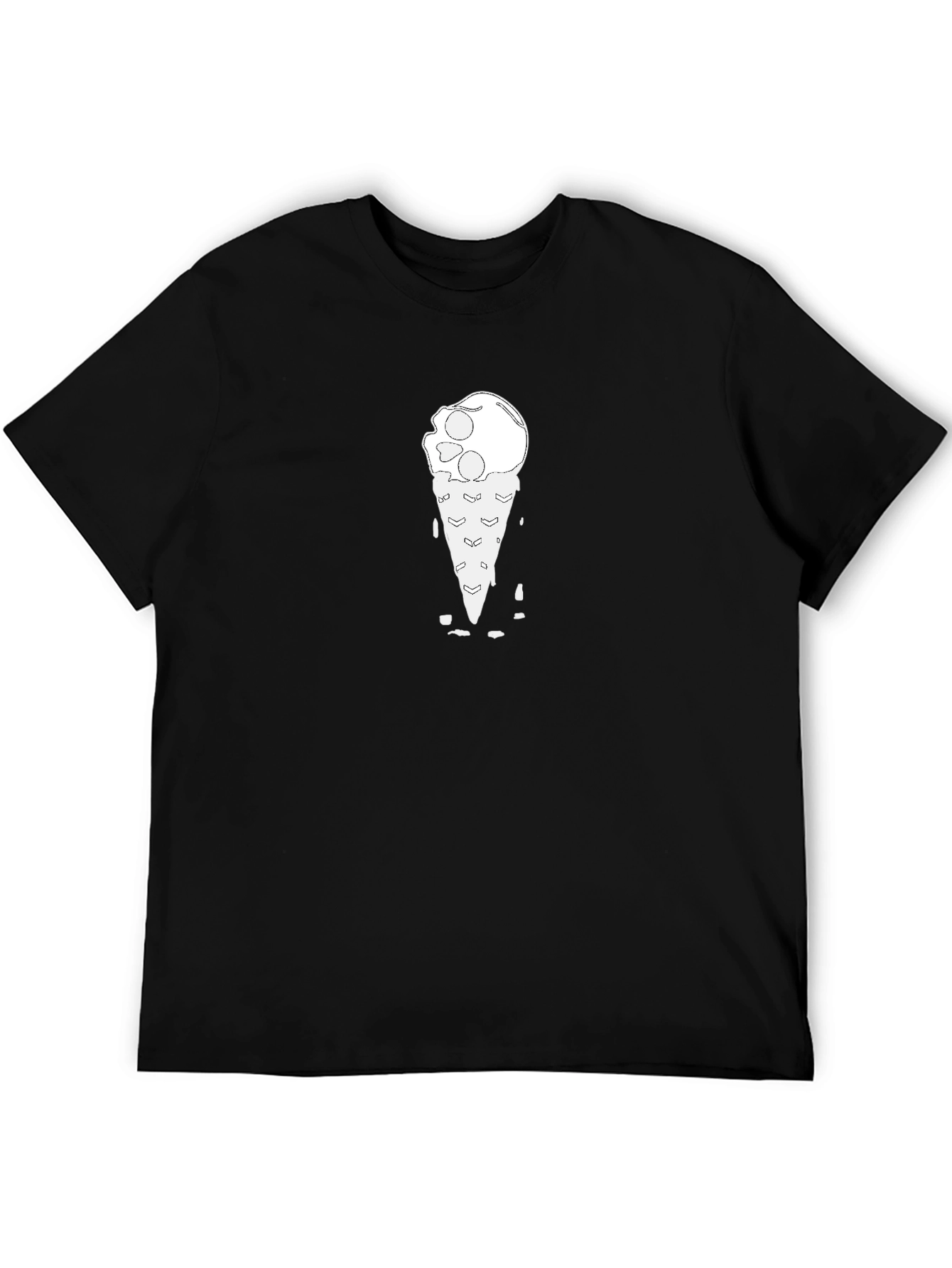 Skull Ice Cream Cone Black T-Shirt