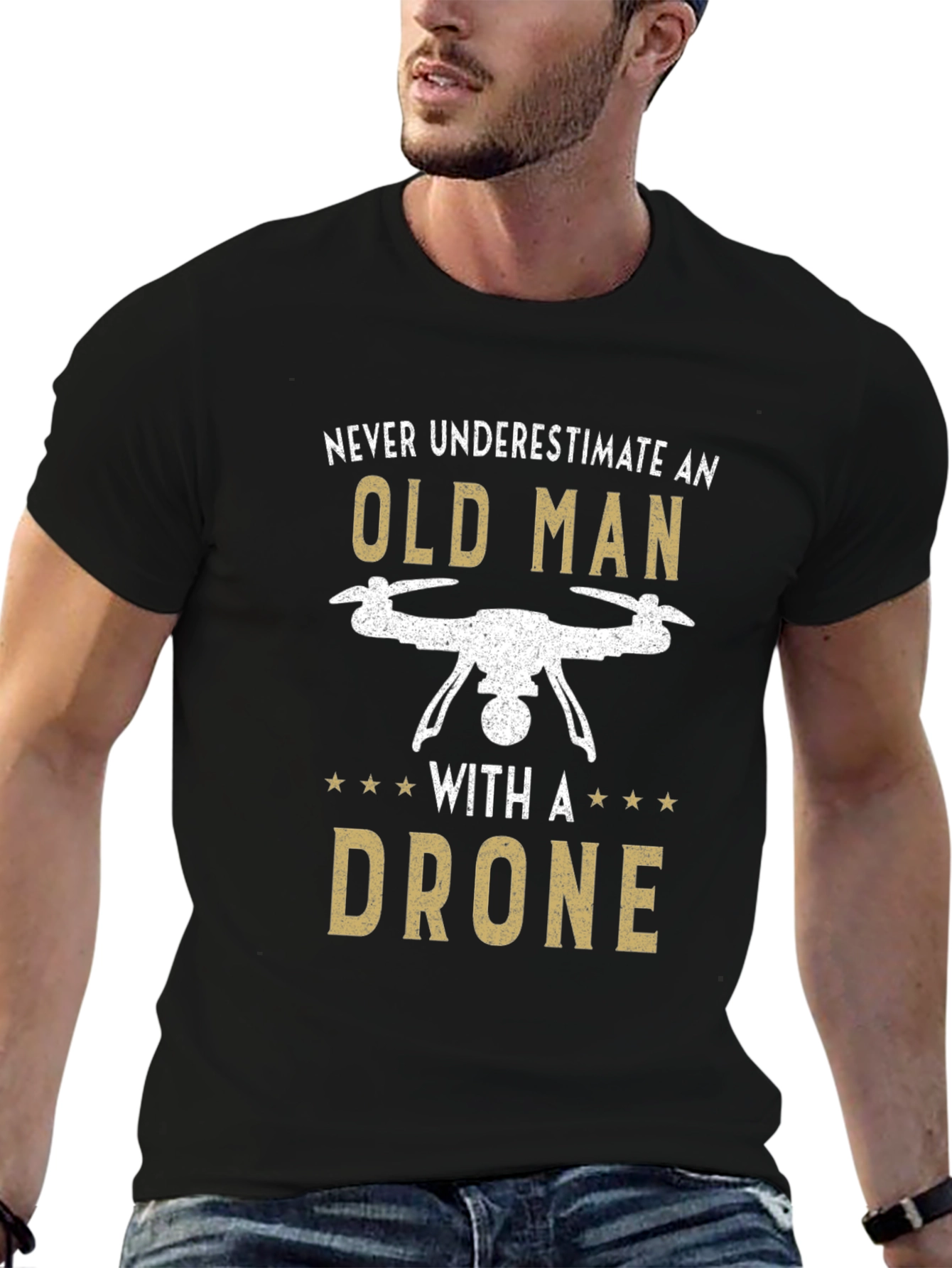Old Man Drone T-Shirt - Funny Gift Tee
