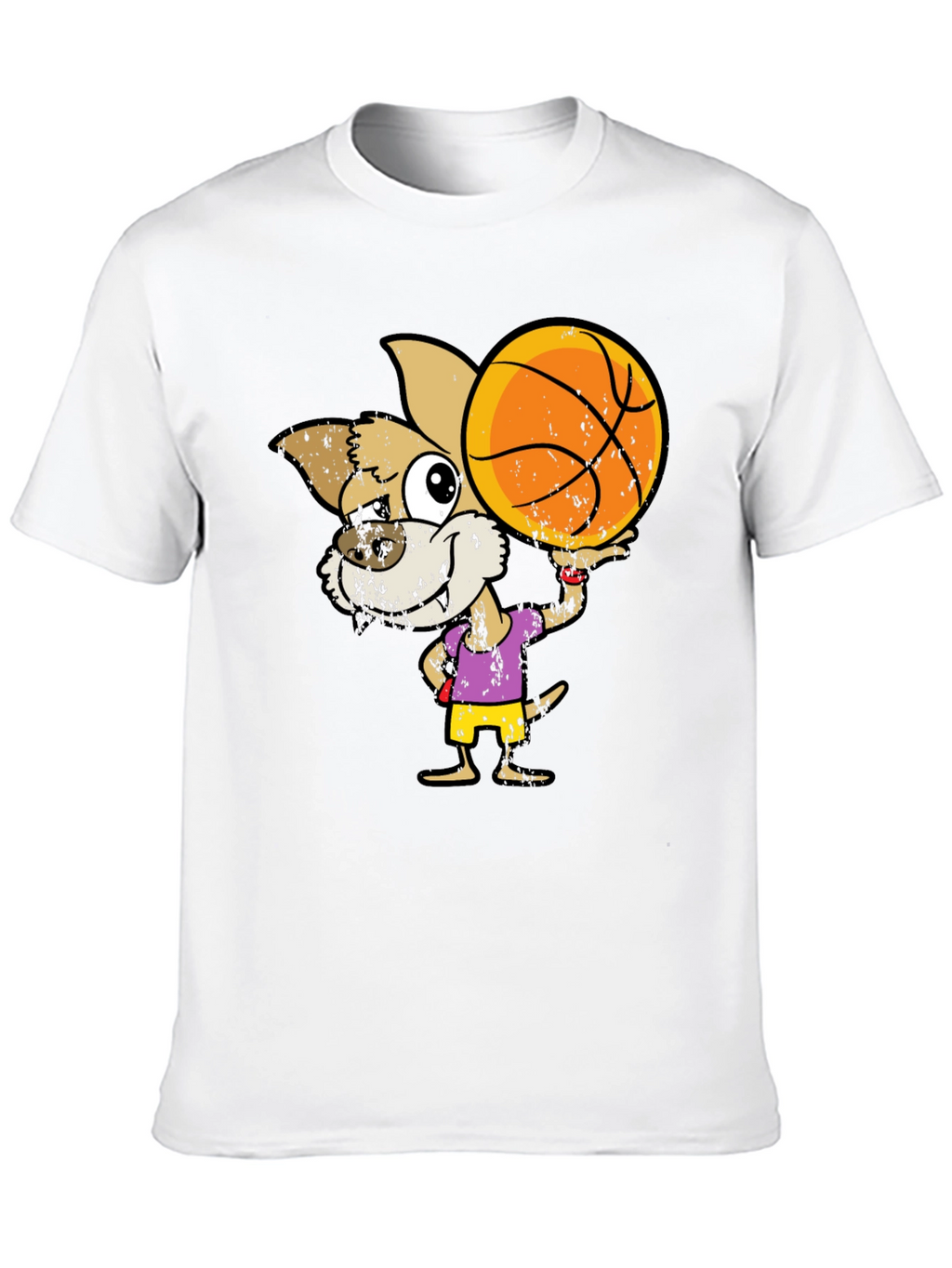 Cartoon Dog Basketball Graphic T-Shirt