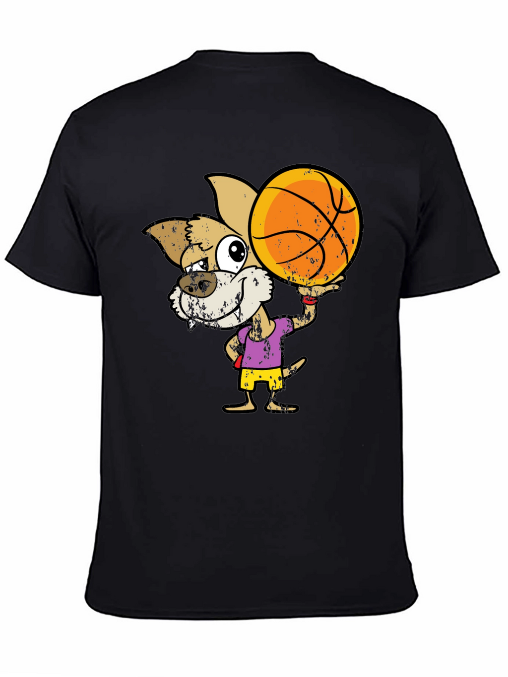 Cartoon Dog Basketball Graphic T-Shirt