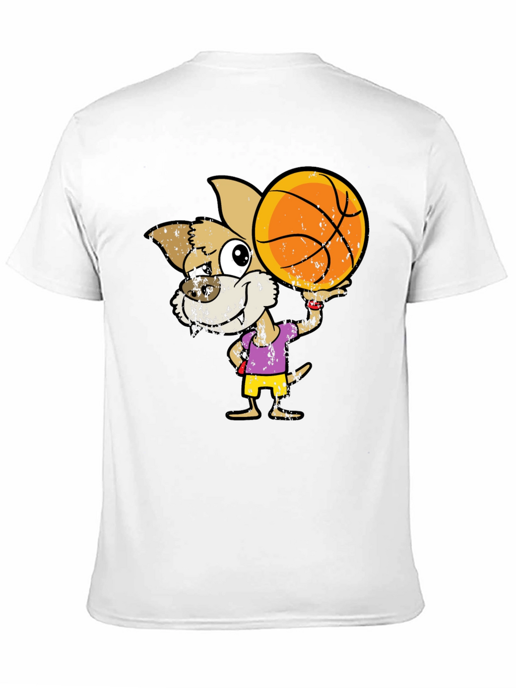 Cartoon Dog Basketball Graphic T-Shirt