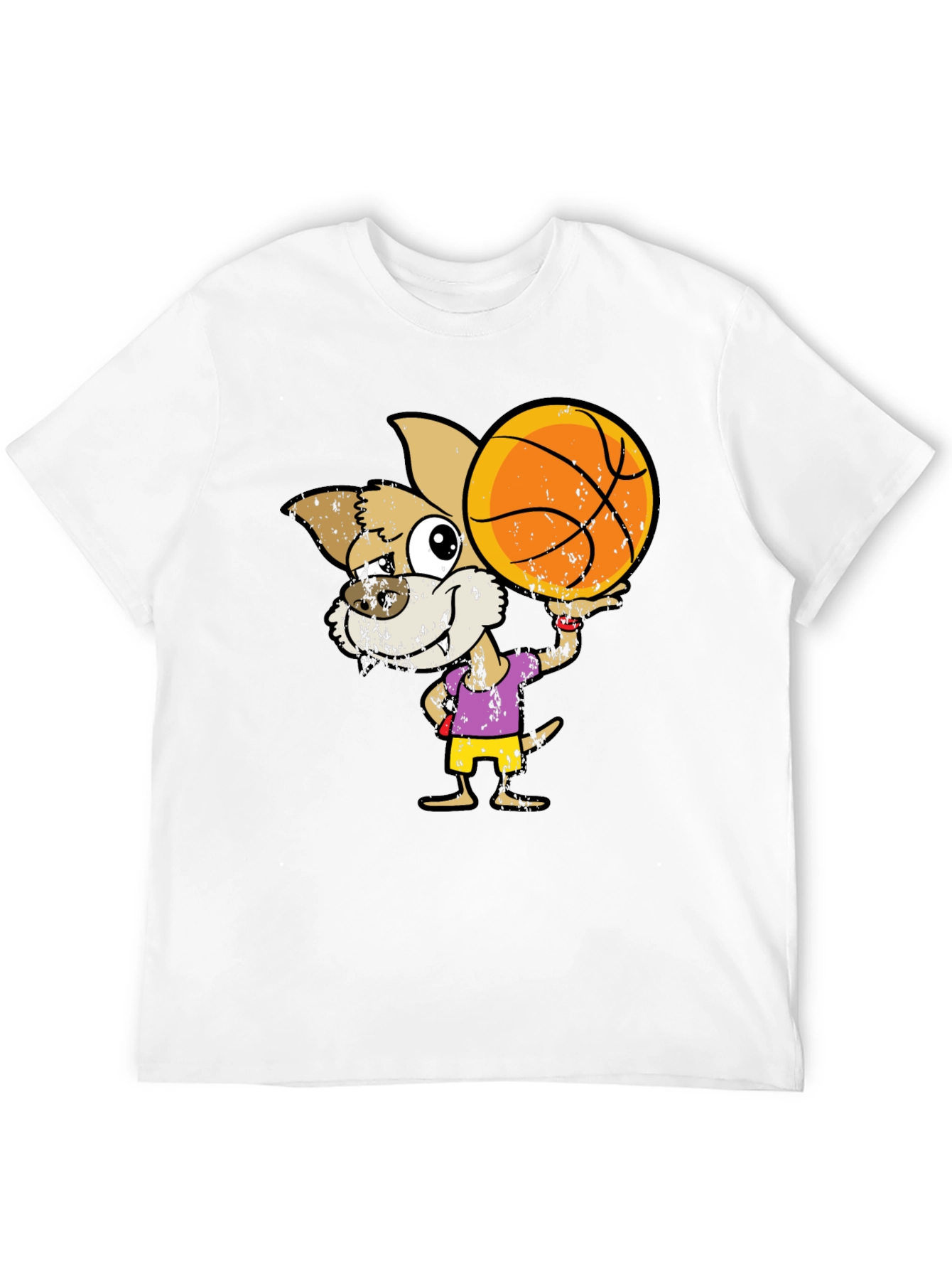 Cartoon Dog Basketball Graphic T-Shirt