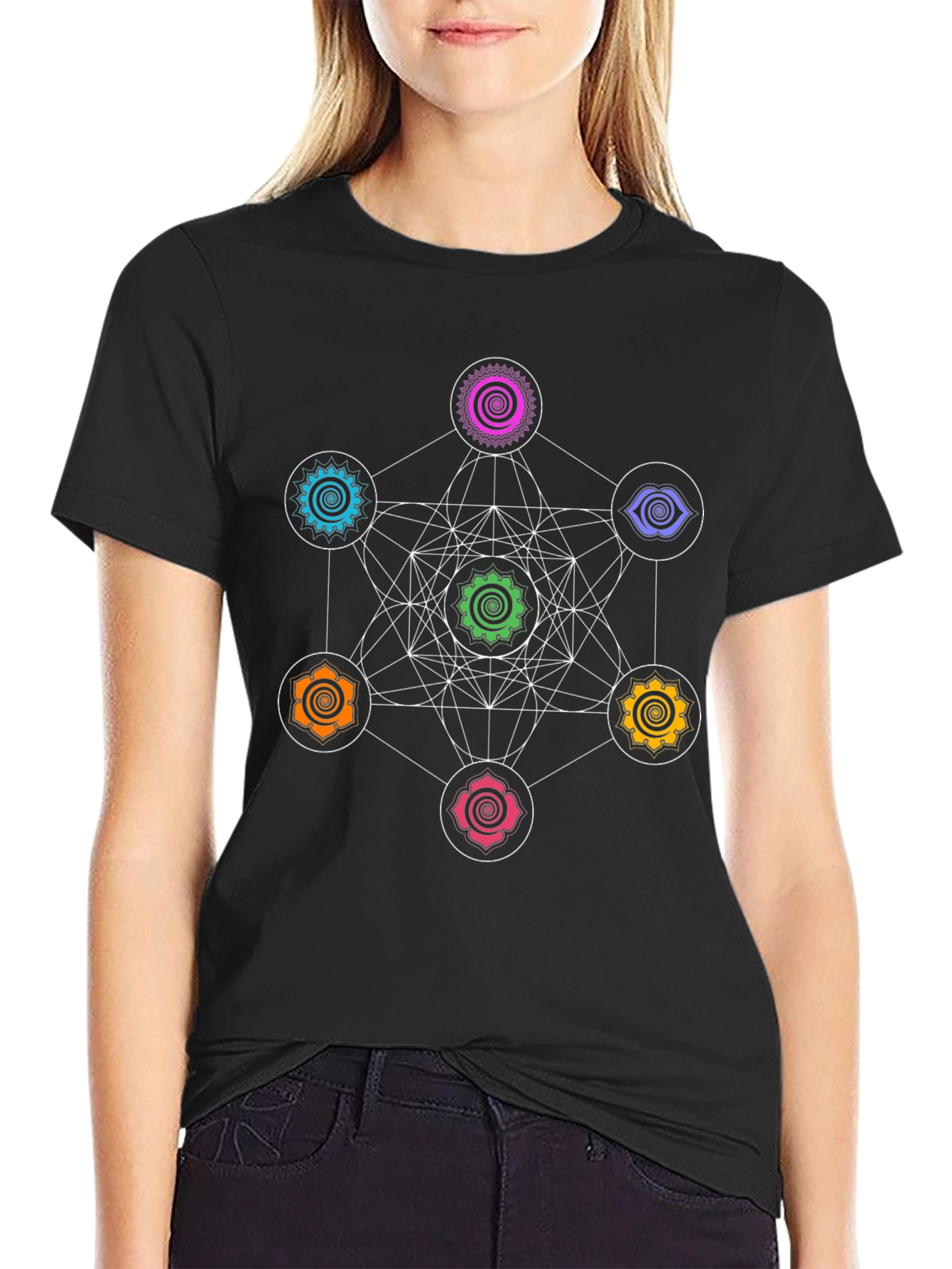 Metatrons Cube Chakra T-Shirt - Sacred Geometry Tee
