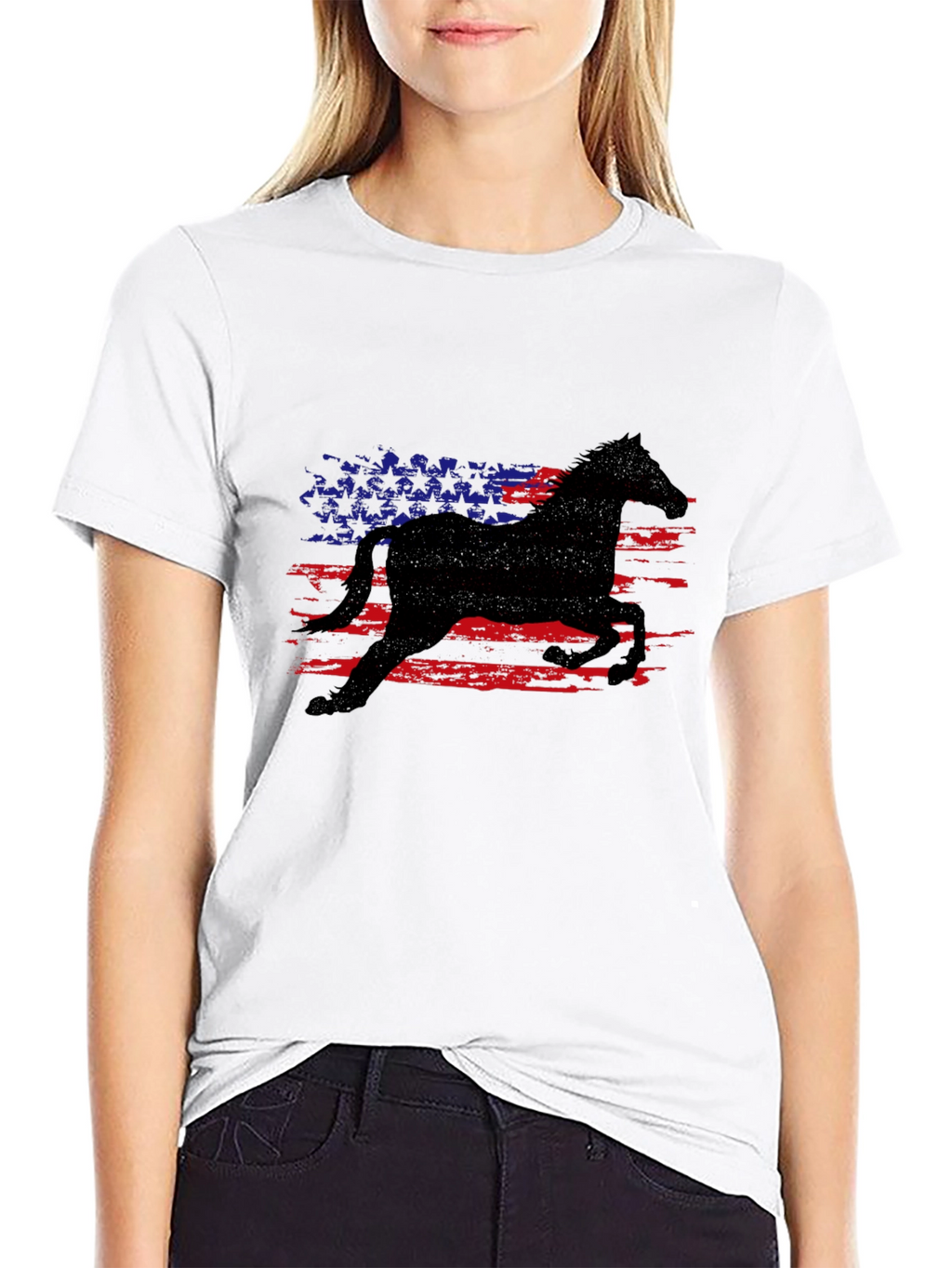 American Horse Flag Black T-Shirt