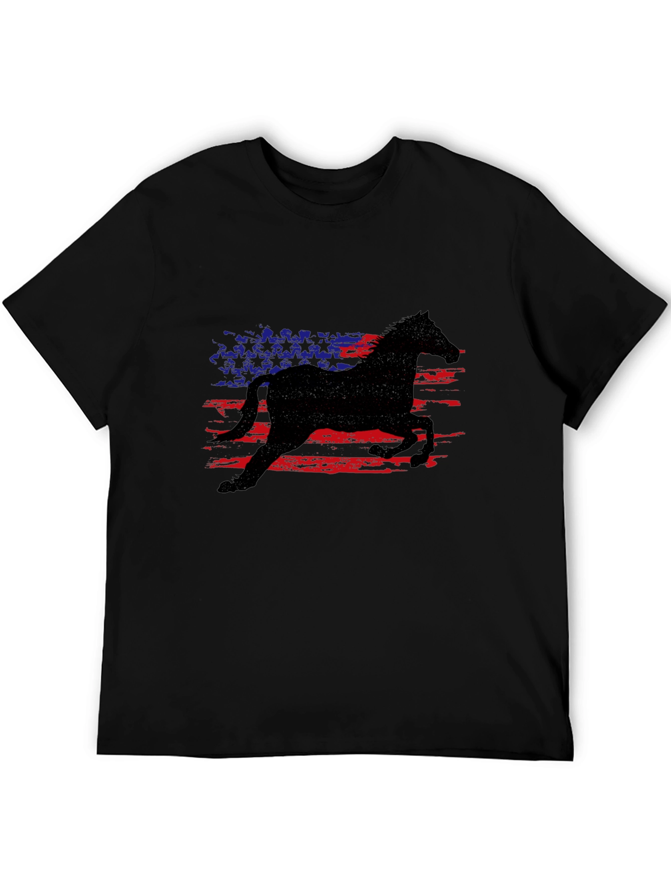 American Horse Flag Black T-Shirt