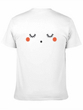 Funny Nipple Dot T-Shirt - Black Crew Neck Tee