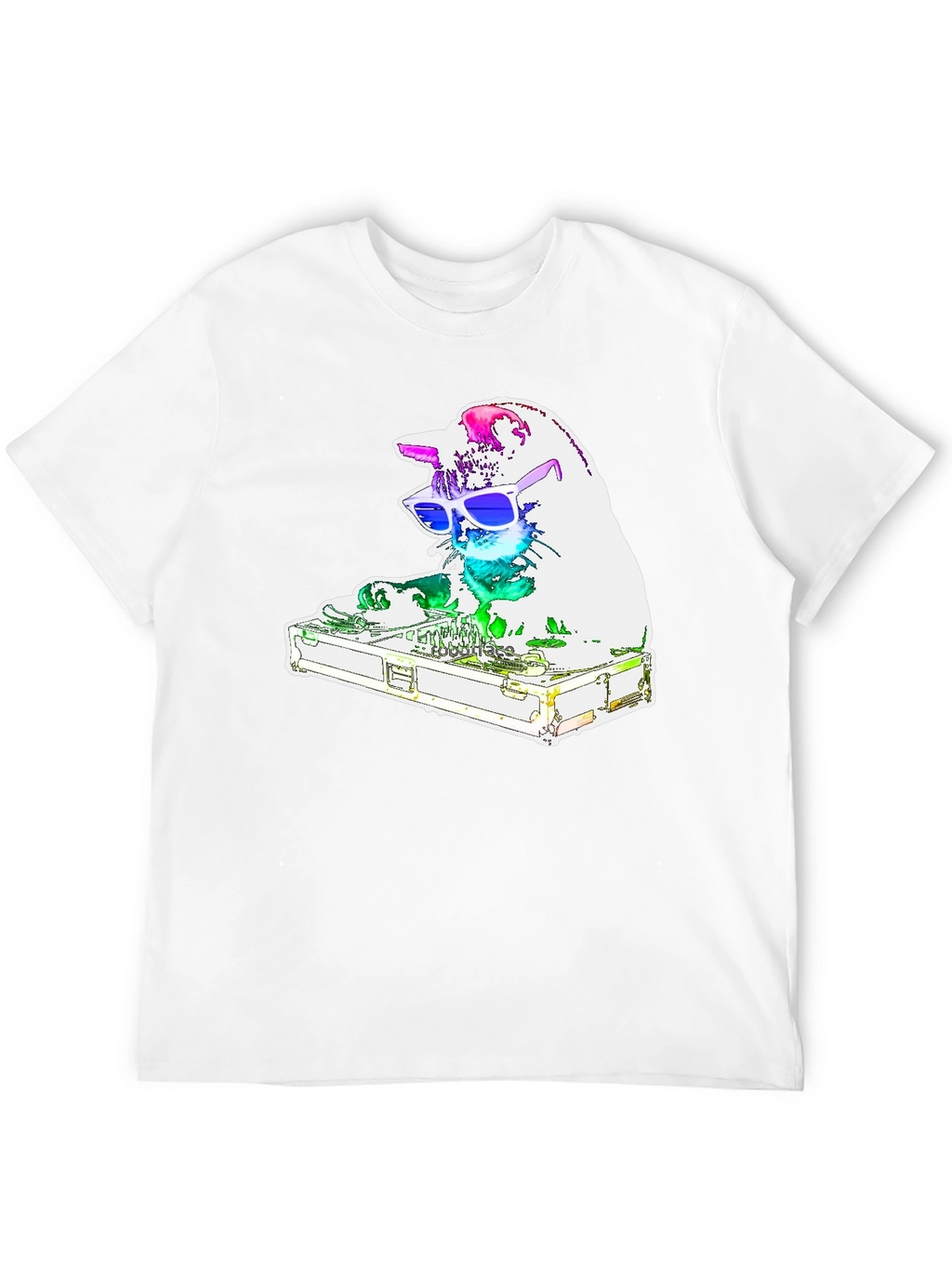 DJ Cat Graphic T-Shirt - Black Cotton Tee