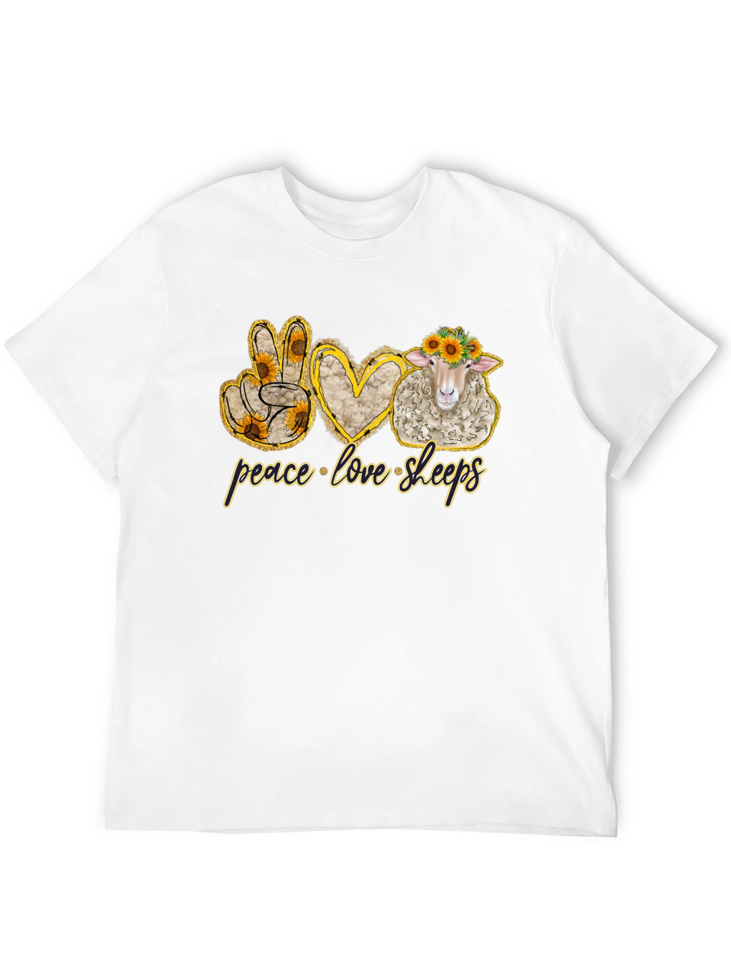 Peace Love Sheep Black T-Shirt