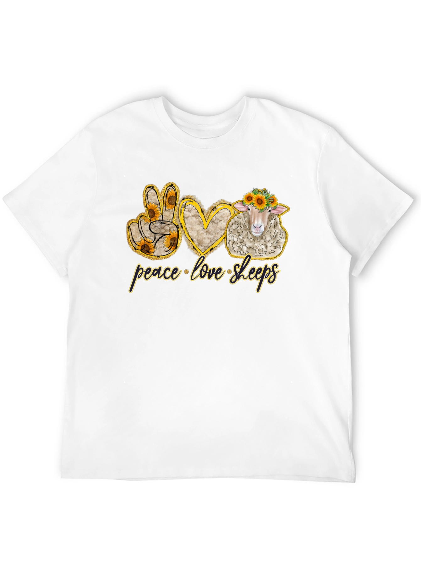 Peace Love Sheep Black T-Shirt