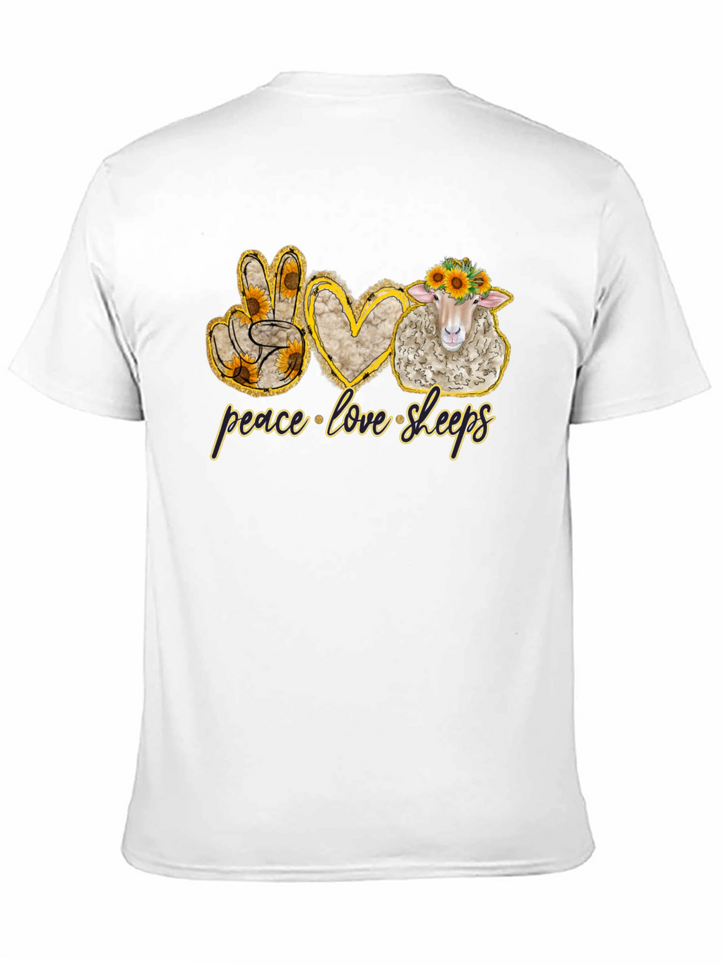 Peace Love Sheep Black T-Shirt