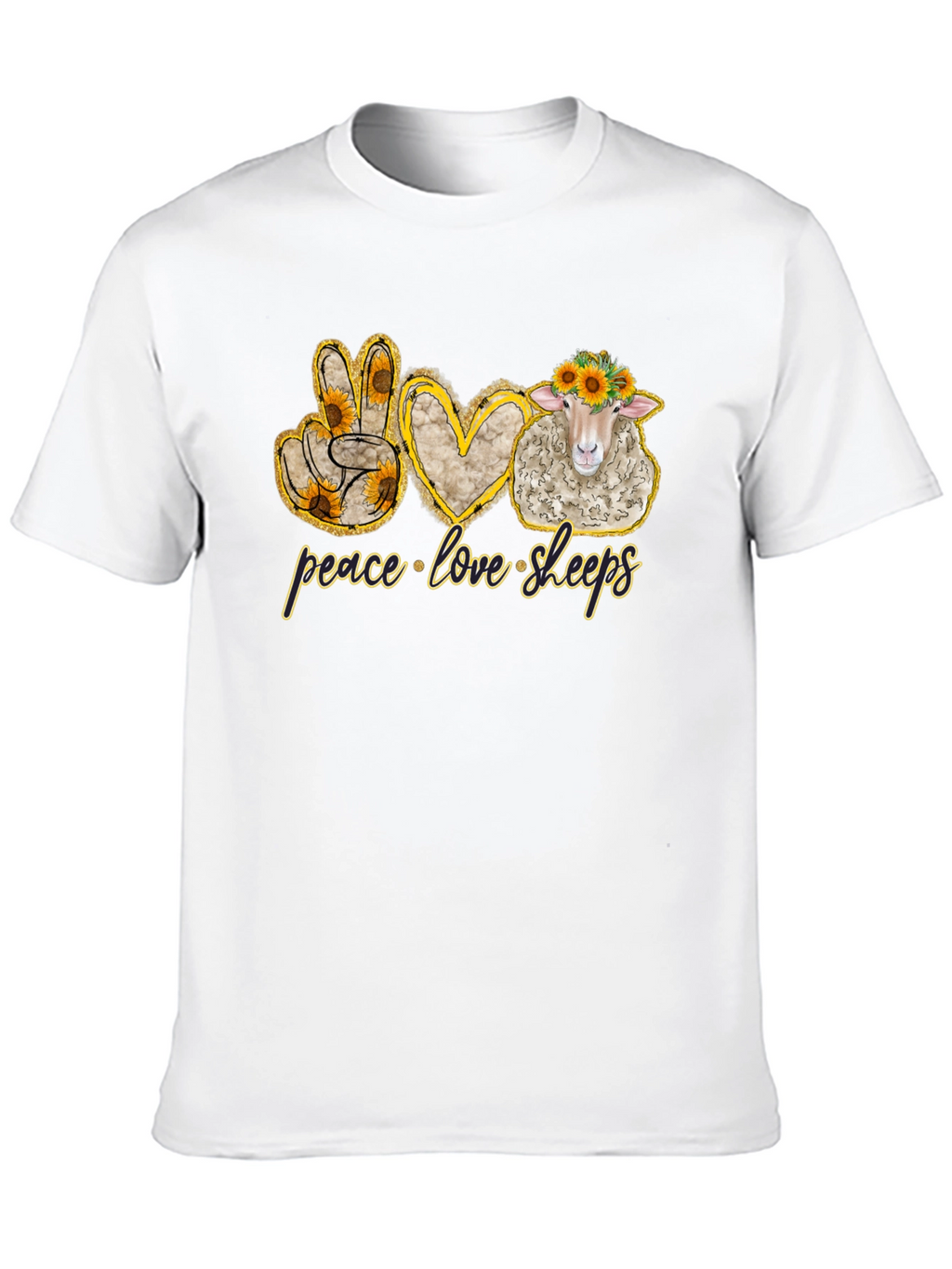 Peace Love Sheep Black T-Shirt