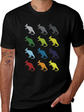 Kangaroo Pattern Graphic Tee - Black