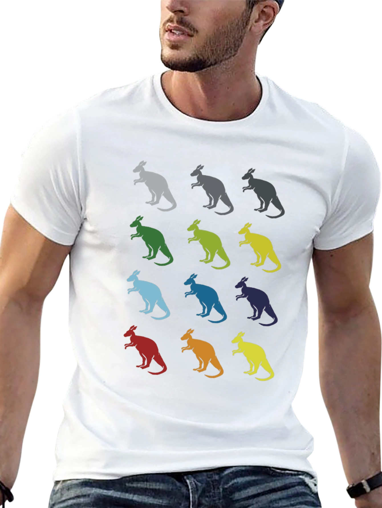 Kangaroo Pattern Graphic Tee - Black