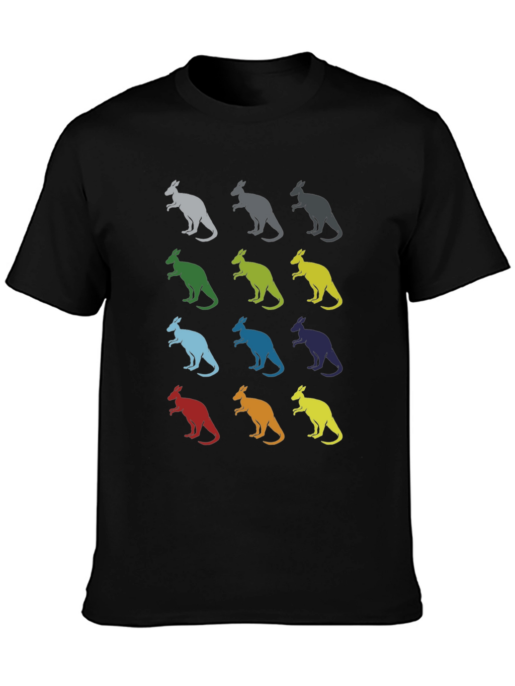 Kangaroo Pattern Graphic Tee - Black
