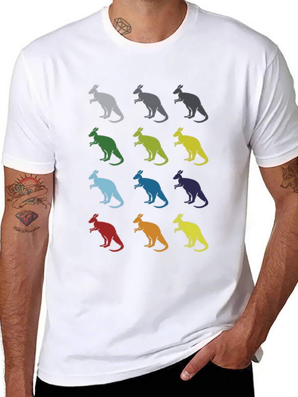 Kangaroo Pattern Graphic Tee - Black