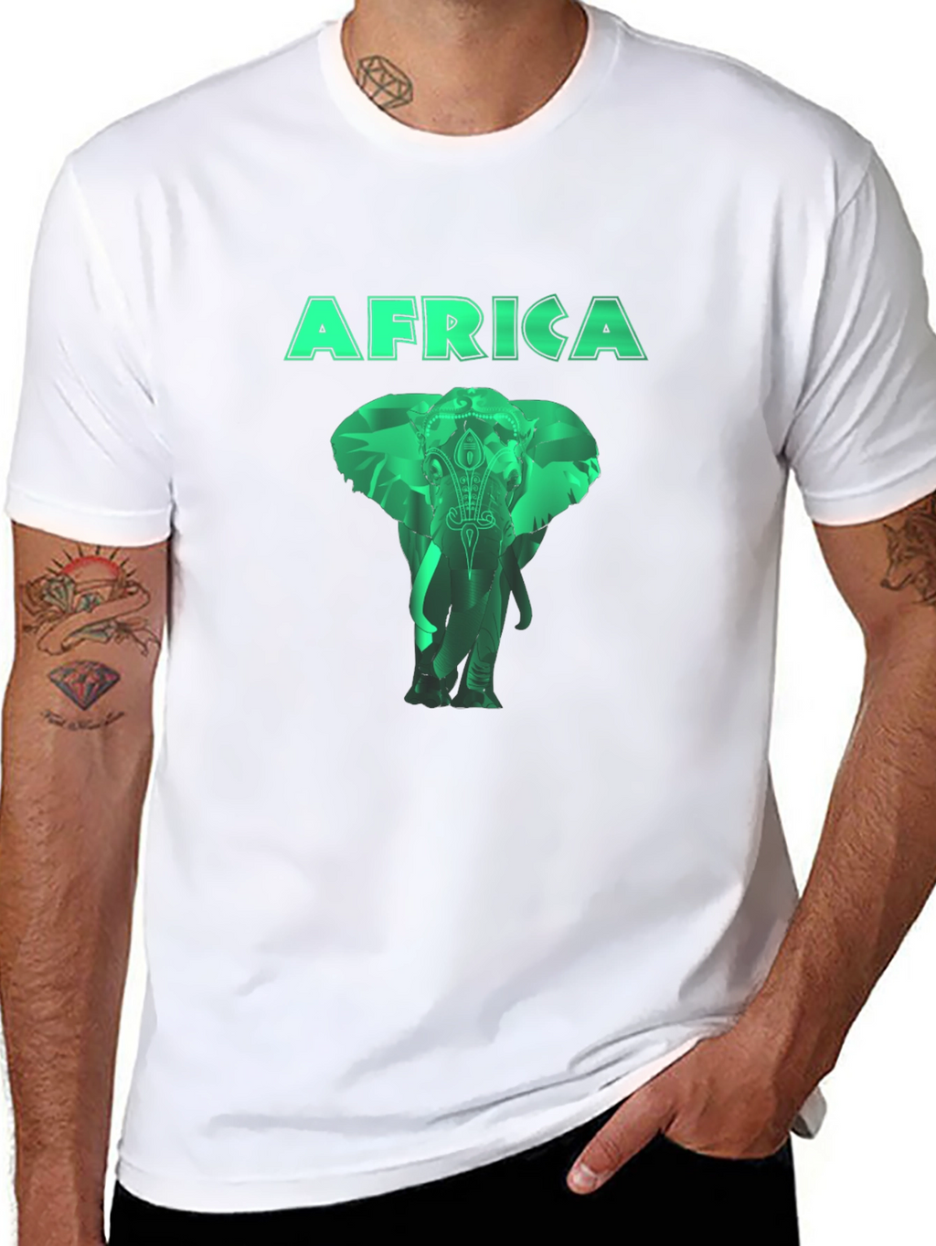 Africa Elephant Graphic Tee - Mens Black T-Shirt