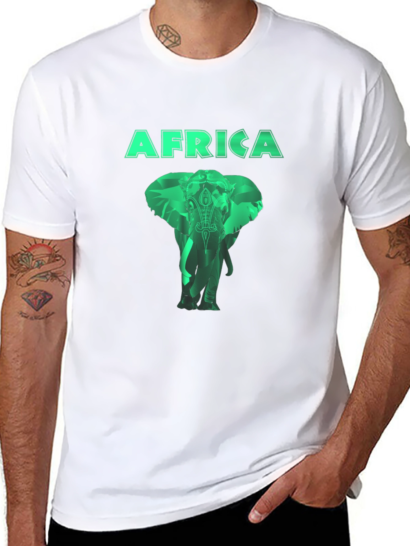 Africa Elephant Graphic Tee - Mens Black T-Shirt