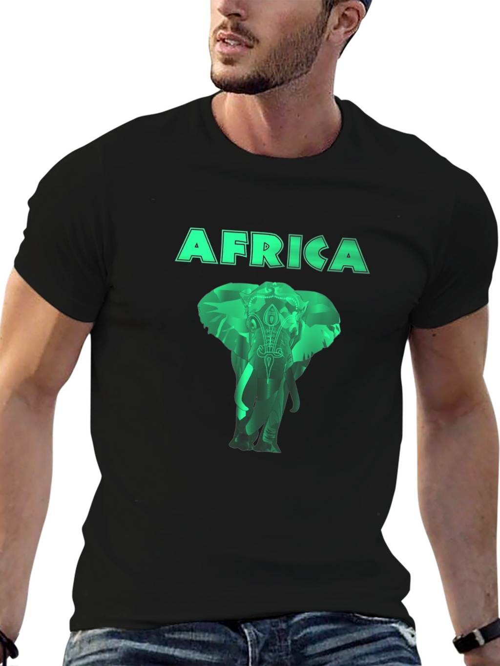 Africa Elephant Graphic Tee - Mens Black T-Shirt