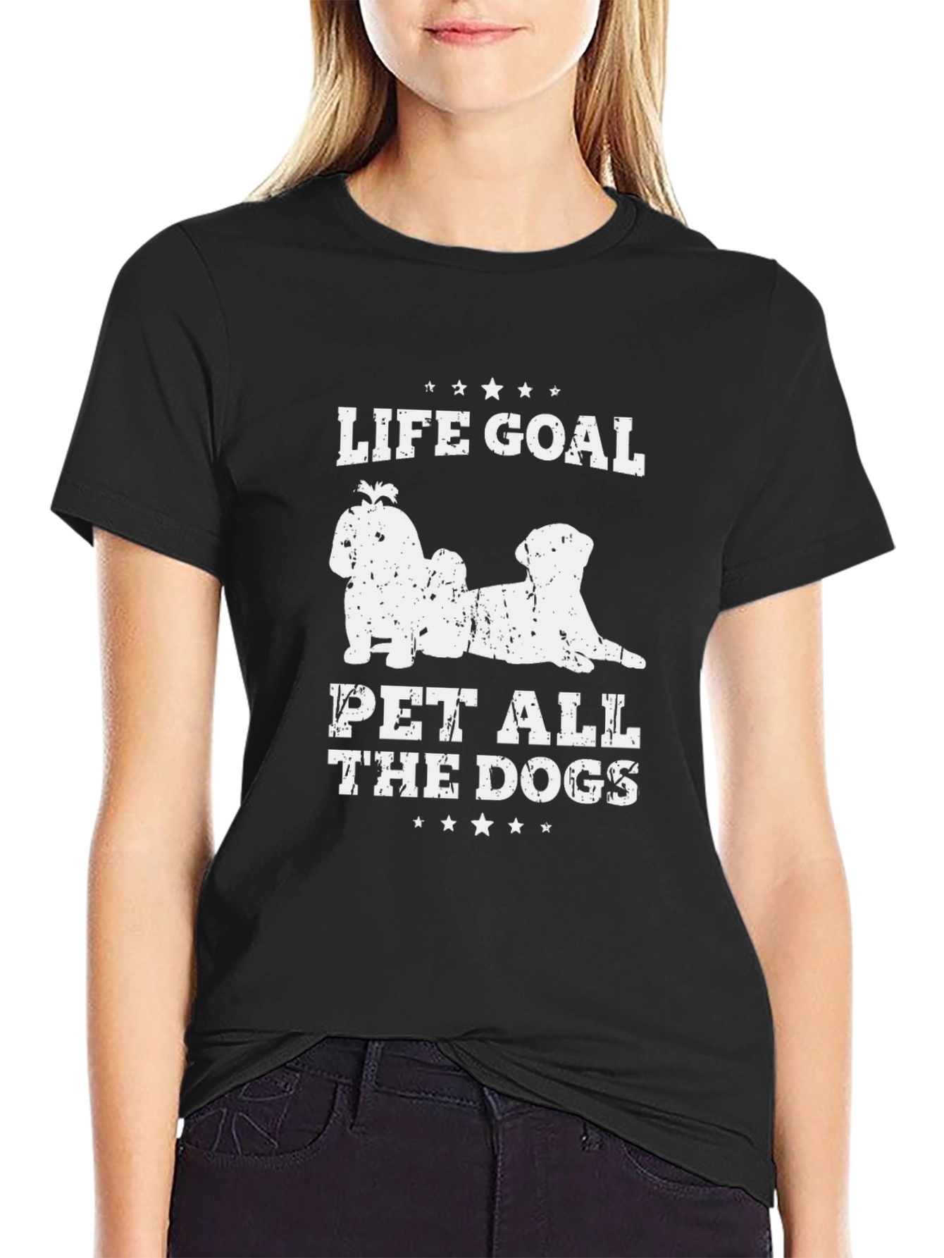 Life Goal Pet All the Dogs Black T-Shirt