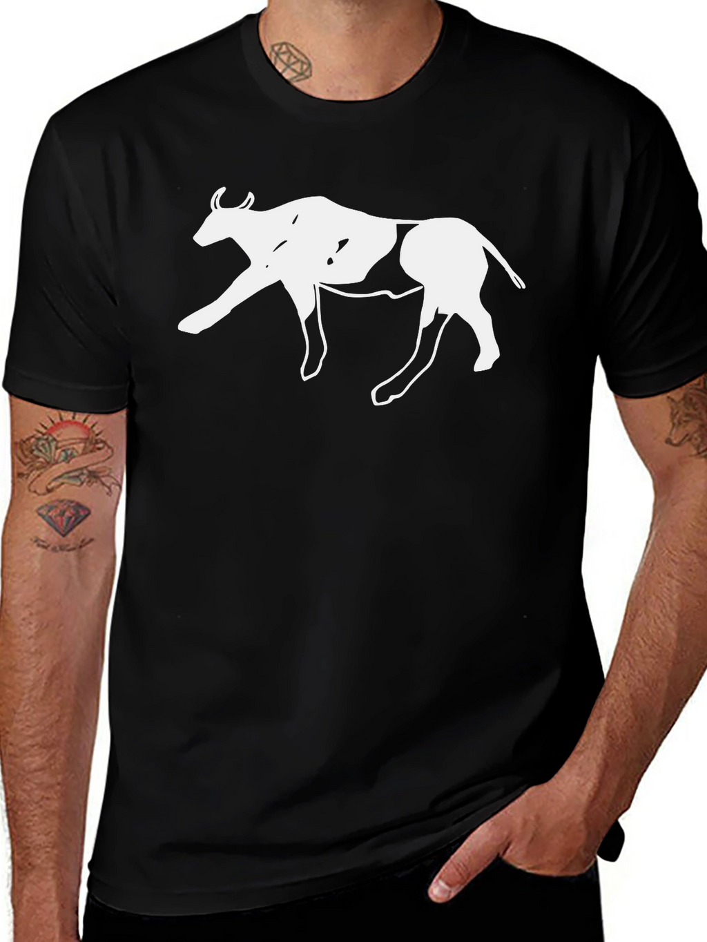 Cow Graphic Black T-Shirt - Casual & Stylish