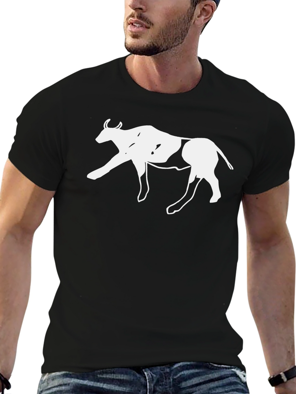 Cow Graphic Black T-Shirt - Casual & Stylish