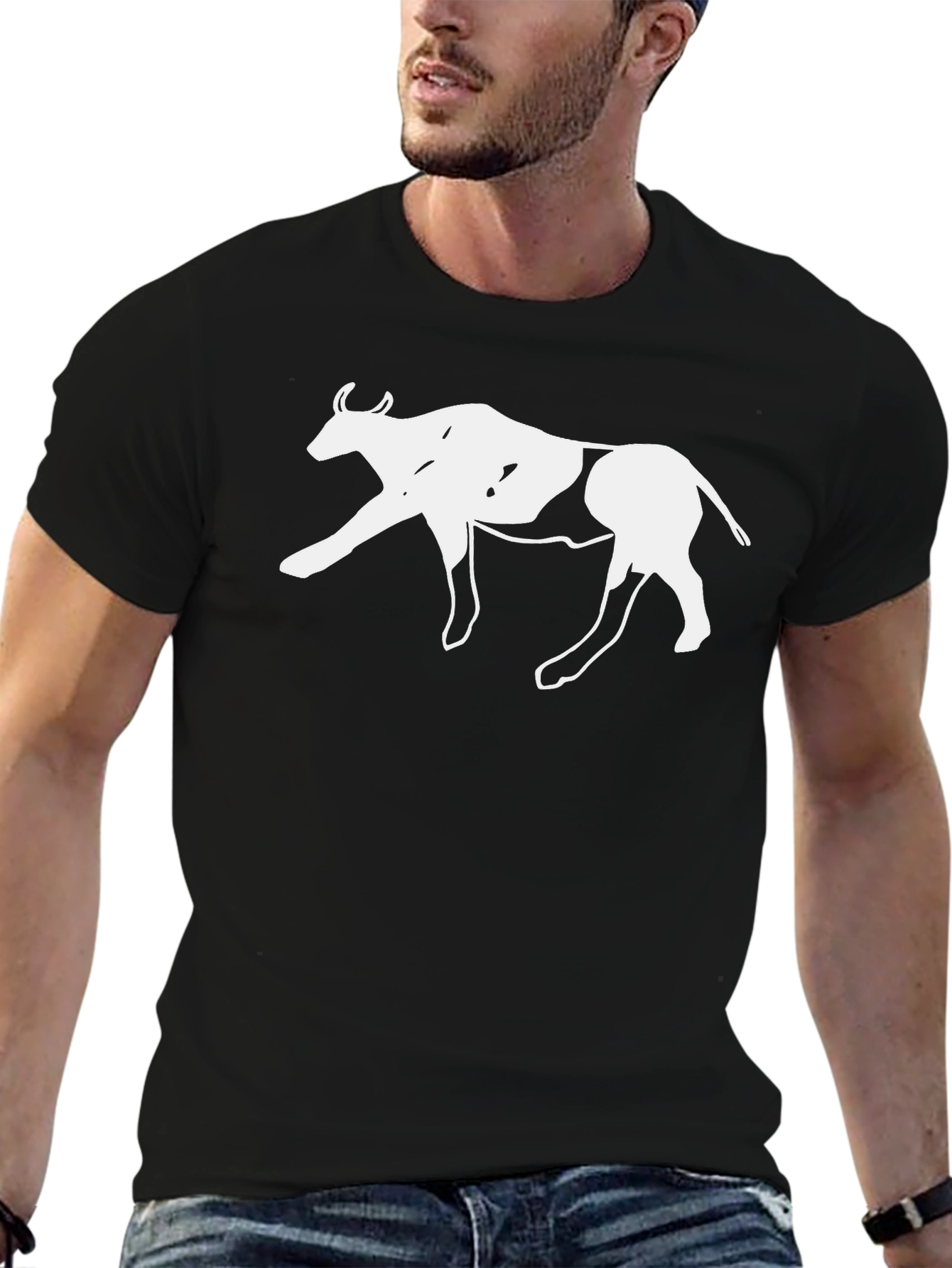 Cow Graphic Black T-Shirt - Casual & Stylish