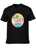 Tropical Palm Tree Graphic Black T-Shirt