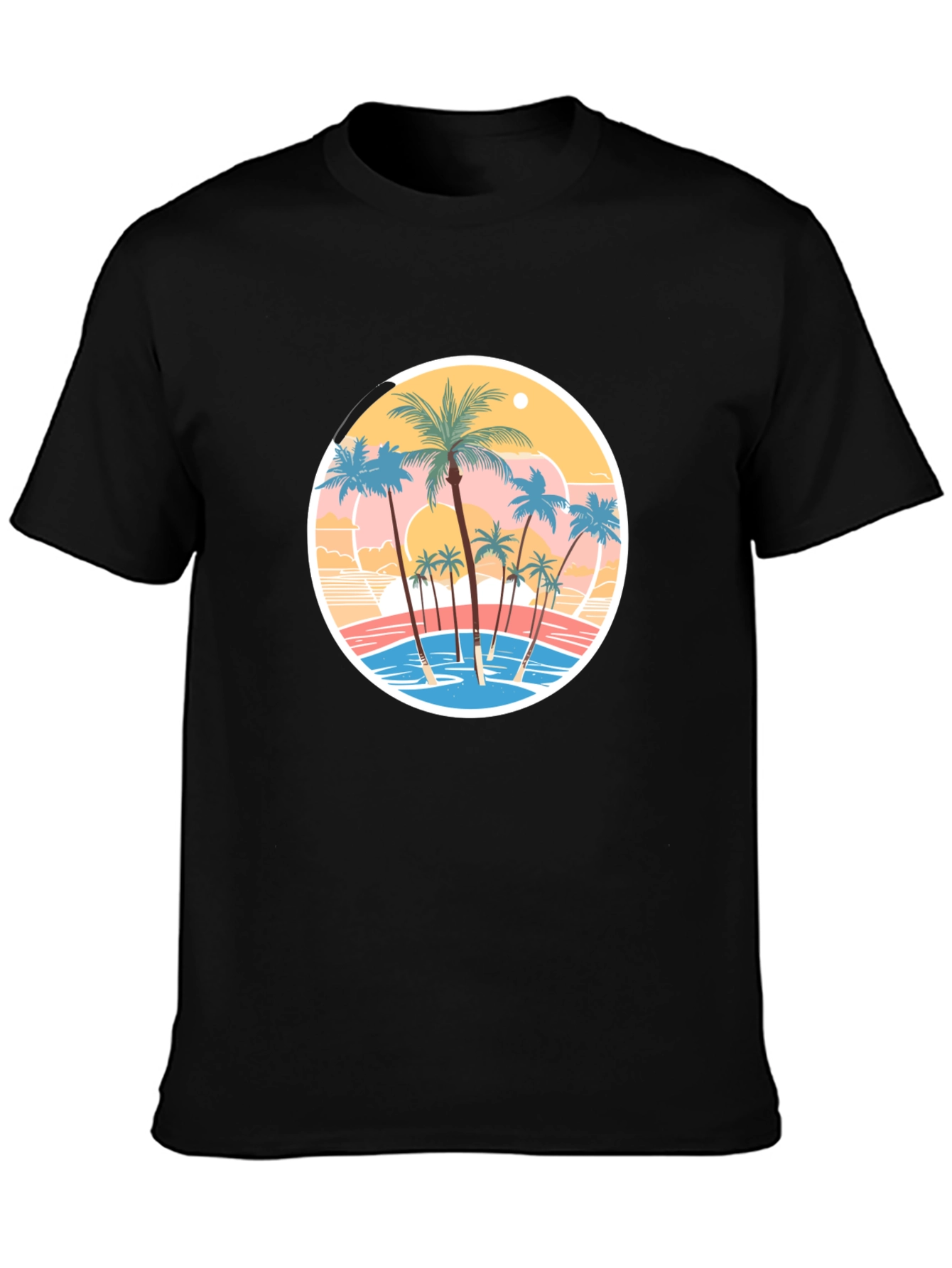 Tropical Palm Tree Graphic Black T-Shirt